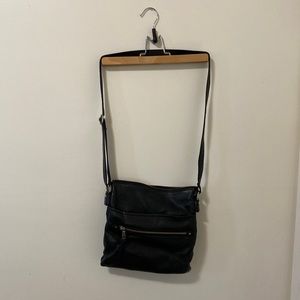 Daniel Leather Cross Body Purse- Black- genuine leather